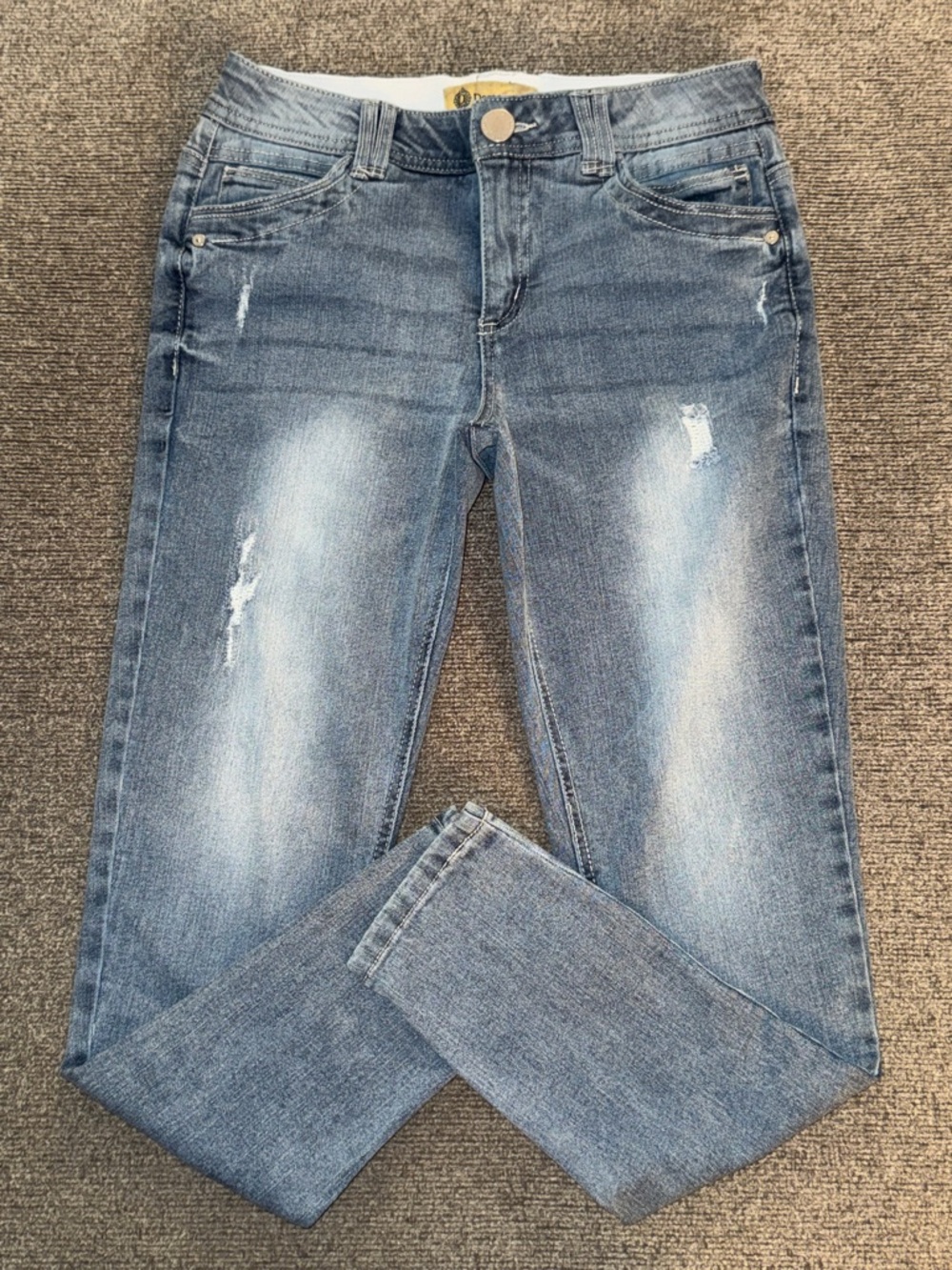 Democracy Medium Wash Blue Skinny Jeans with Light Distressing